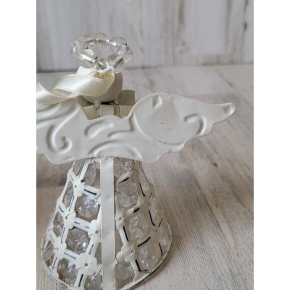 Metal white angel wing beaded ornament Xmas - Picture 8 of 10